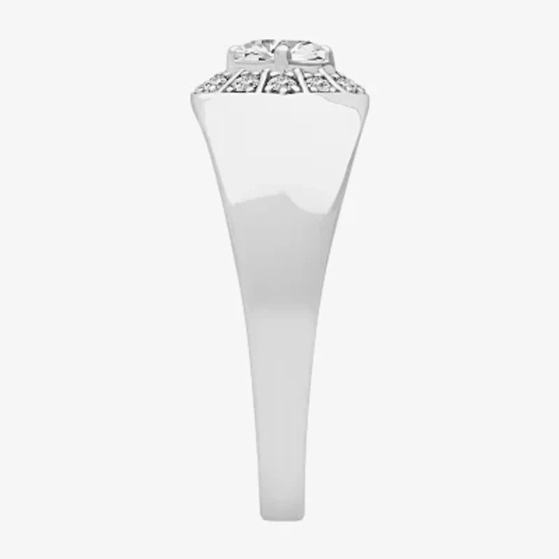 Mens 11.5MM 1 CT. Lab Created White Moissanite Sterling Silver Round Wedding Band