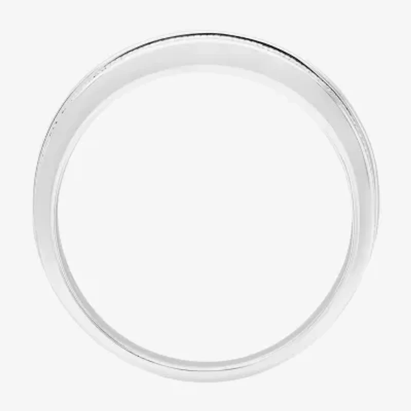 Mens 9M 1 CT. Lab Created White Moissanite Sterling Silver Round Wedding Band