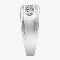 Mens 9M 1 CT. Lab Created White Moissanite Sterling Silver Round Wedding Band