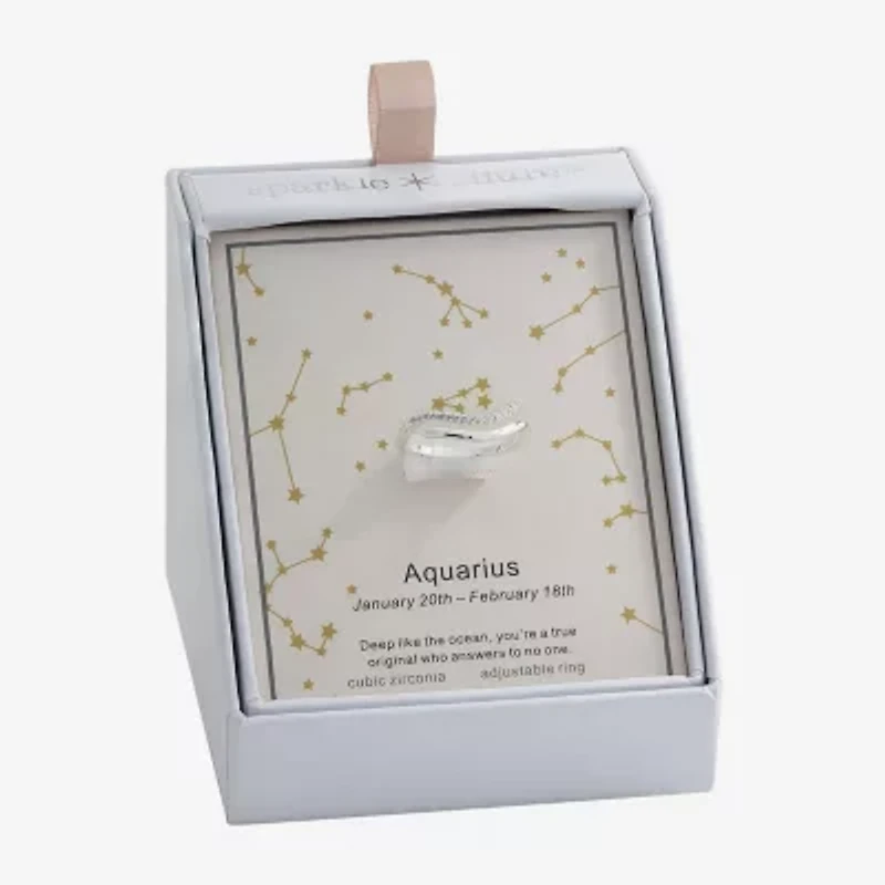 Sparkle Allure Zodiac Womens 2MM Cubic Zirconia Pure Silver Over Brass Band