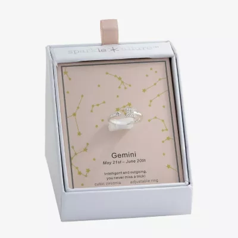 Sparkle Allure Zodiac Womens 2MM Cubic Zirconia Pure Silver Over Brass Band