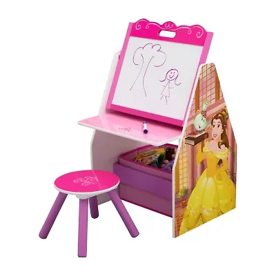 Delta Children Princess Activity Center - Easel Desk With Stool & Toy Organizer Rapunzel 2-pc. Easel