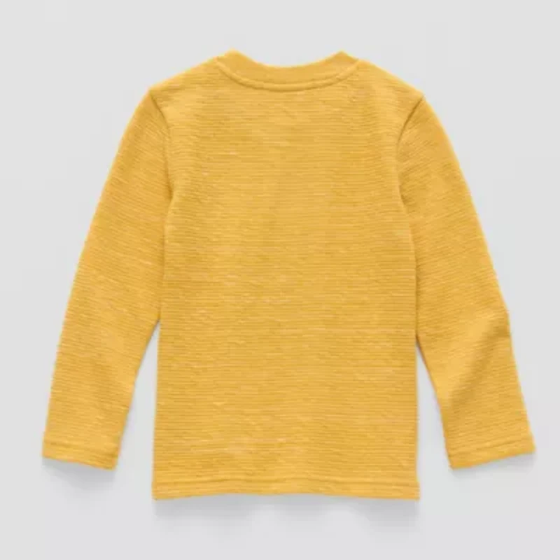 Okie Dokie Textured Knit Toddler & Little Boys Crew Neck Long Sleeve T-Shirt