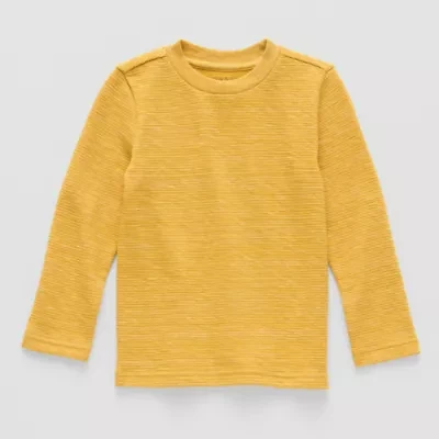 Okie Dokie Textured Knit Toddler & Little Boys Crew Neck Long Sleeve T-Shirt