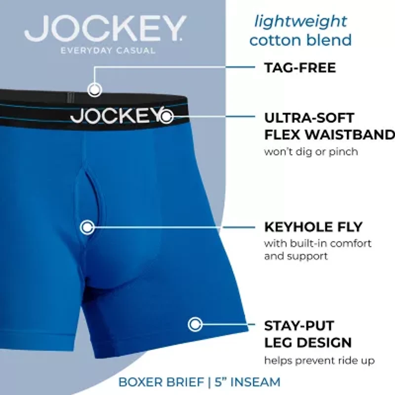 Jockey Everyday Casual Lightweight Cotton Blend Mens Boxer Briefs 2544