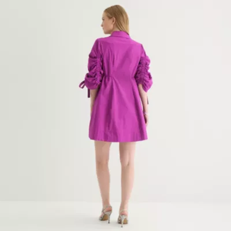 Melonie T Womens 3/4 Sleeve Shirt Dress