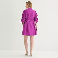 Melonie T Womens 3/4 Sleeve Shirt Dress