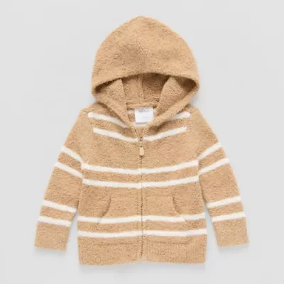 Okie Dokie Baby Boys Hooded Long Sleeve Zipper Striped Cardigan