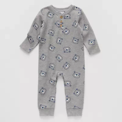 Okie Dokie Waffle Baby Boys Long Sleeve Jumpsuit