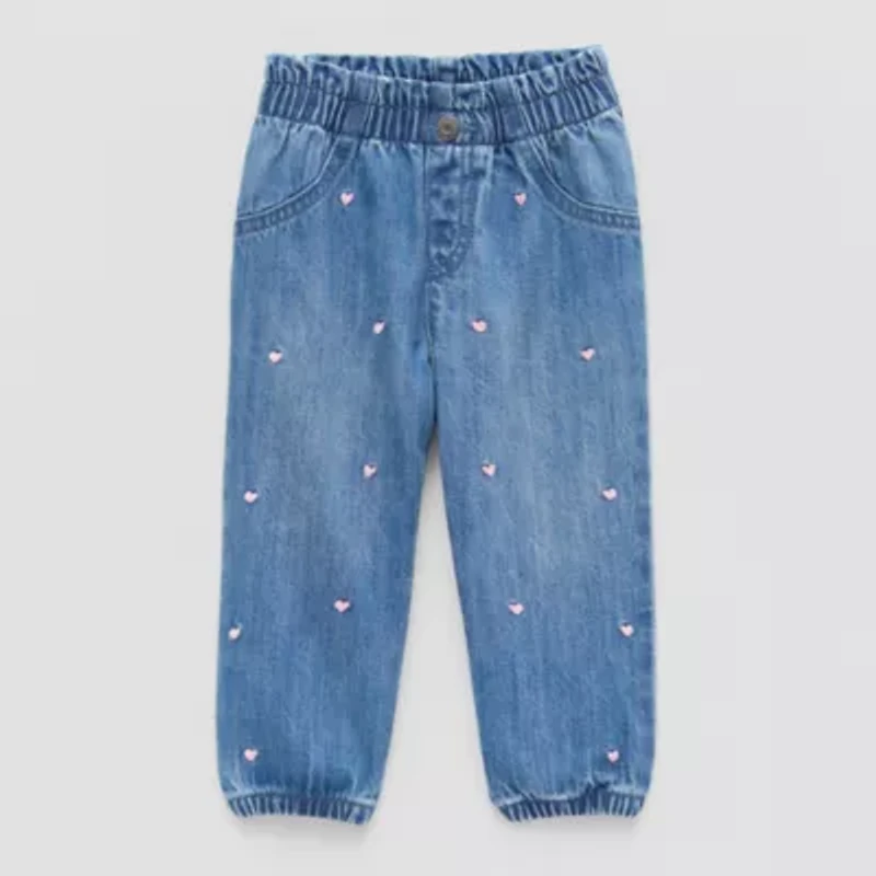 Okie Dokie Baby Girls Adjustable Waist Jogger Denim Jean