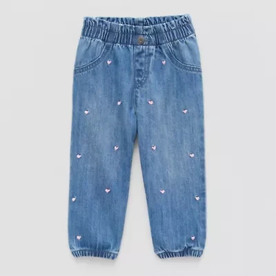 Okie Dokie Baby Girls Adjustable Waist Jogger Denim Jean