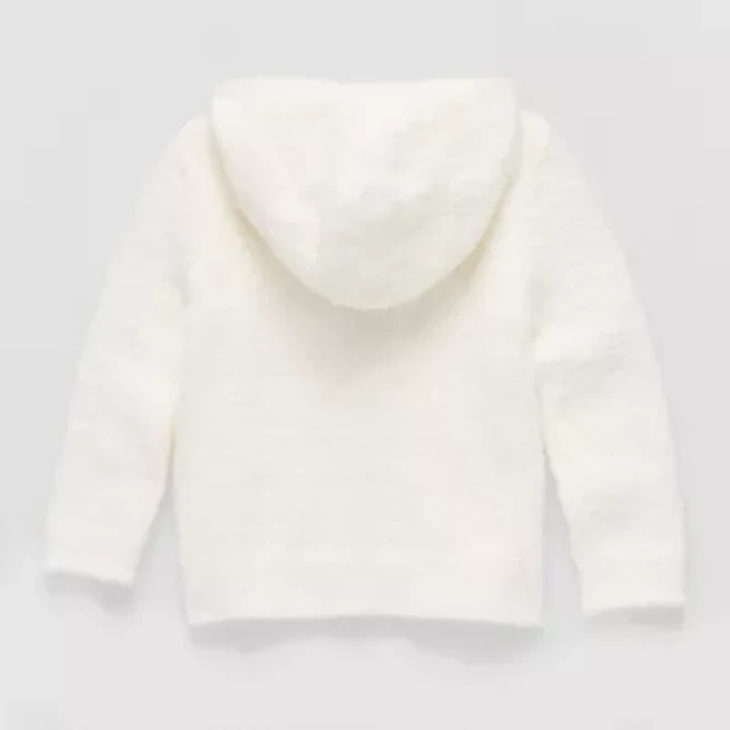 Okie Dokie Fuzzy Baby Girls Hooded Long Sleeve Zipper Cardigan