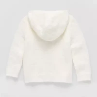 Okie Dokie Fuzzy Baby Girls Hooded Long Sleeve Zipper Cardigan