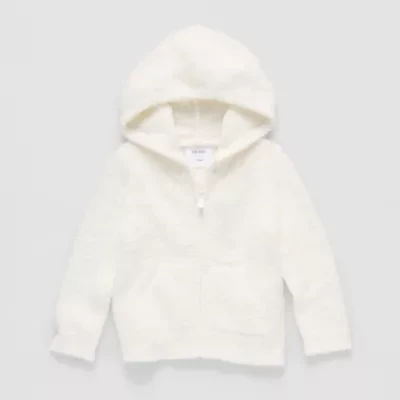 Okie Dokie Fuzzy Baby Girls Hooded Long Sleeve Zipper Cardigan