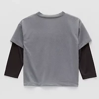 Okie Dokie Toddler & Little Boys V Neck Long Sleeve Regular Fit Graphic T-Shirt