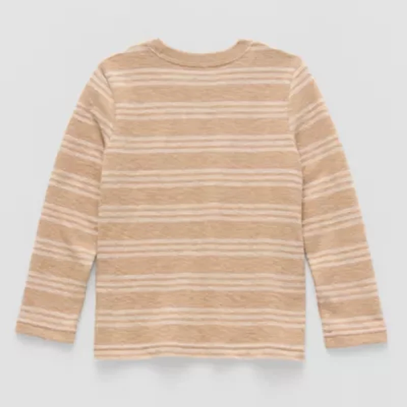 Okie Dokie Textured Knit Toddler & Little Boys Crew Neck Long Sleeve T-Shirt