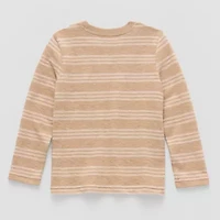 Okie Dokie Textured Knit Toddler & Little Boys Crew Neck Long Sleeve T-Shirt