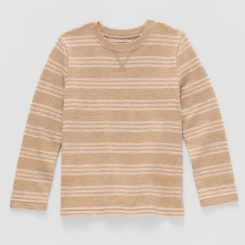 Okie Dokie Textured Knit Toddler & Little Boys Crew Neck Long Sleeve T-Shirt