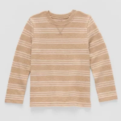 Okie Dokie Textured Knit Toddler & Little Boys Crew Neck Long Sleeve T-Shirt