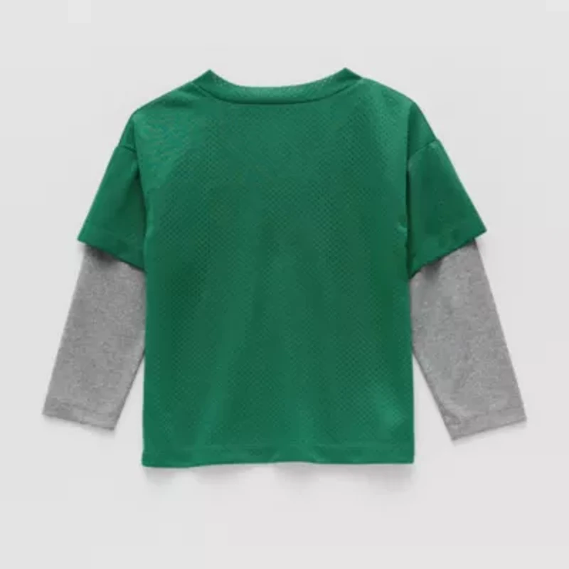 Okie Dokie Toddler & Little Boys V Neck Long Sleeve Graphic T-Shirt