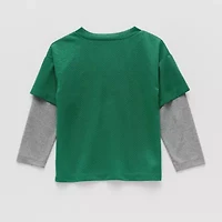 Okie Dokie Toddler & Little Boys V Neck Long Sleeve Graphic T-Shirt