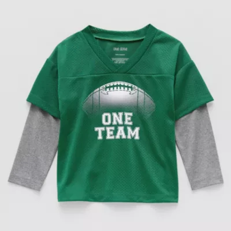 Okie Dokie Toddler & Little Boys V Neck Long Sleeve Graphic T-Shirt
