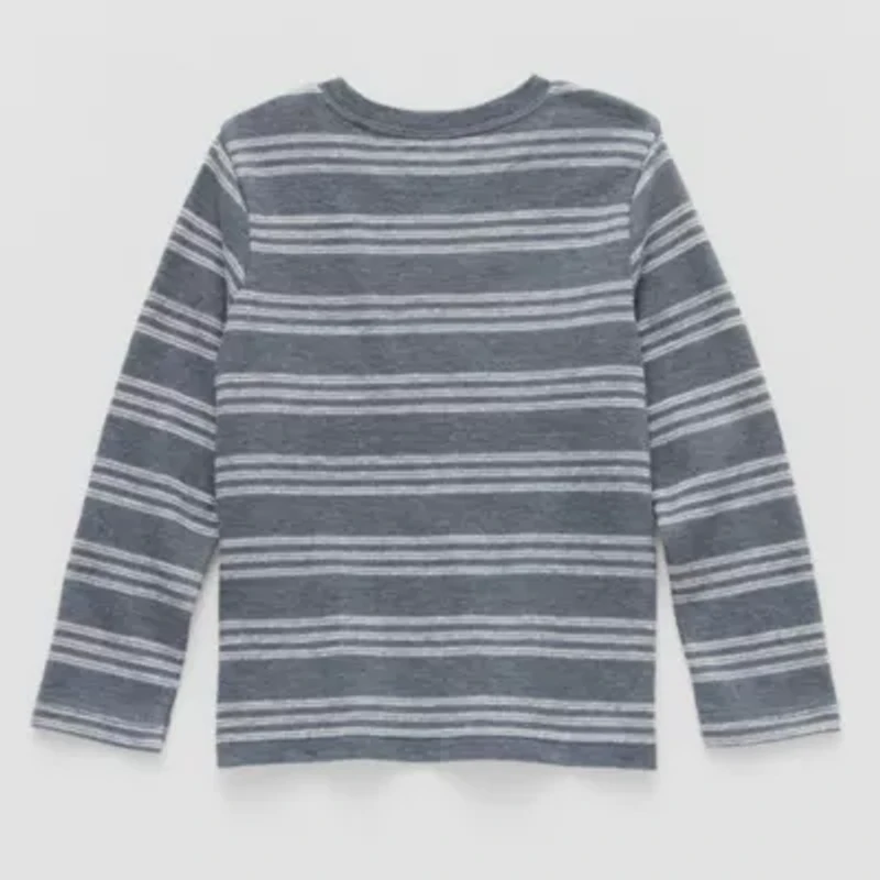Okie Dokie Textured Knit Toddler & Little Boys Crew Neck Long Sleeve T-Shirt
