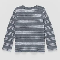 Okie Dokie Textured Knit Toddler & Little Boys Crew Neck Long Sleeve T-Shirt