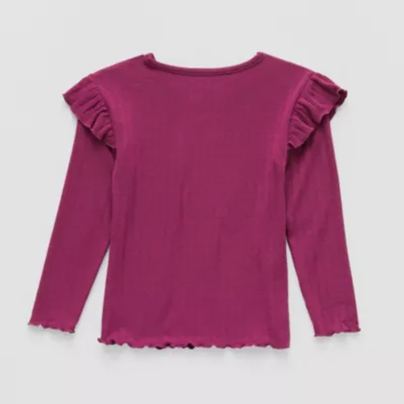 Okie Dokie Toddler & Little Girls Crew Neck Long Sleeve T-Shirt