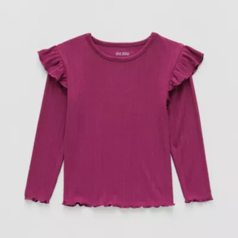 Okie Dokie Toddler & Little Girls Crew Neck Long Sleeve T-Shirt