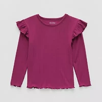 Okie Dokie Toddler & Little Girls Crew Neck Long Sleeve T-Shirt
