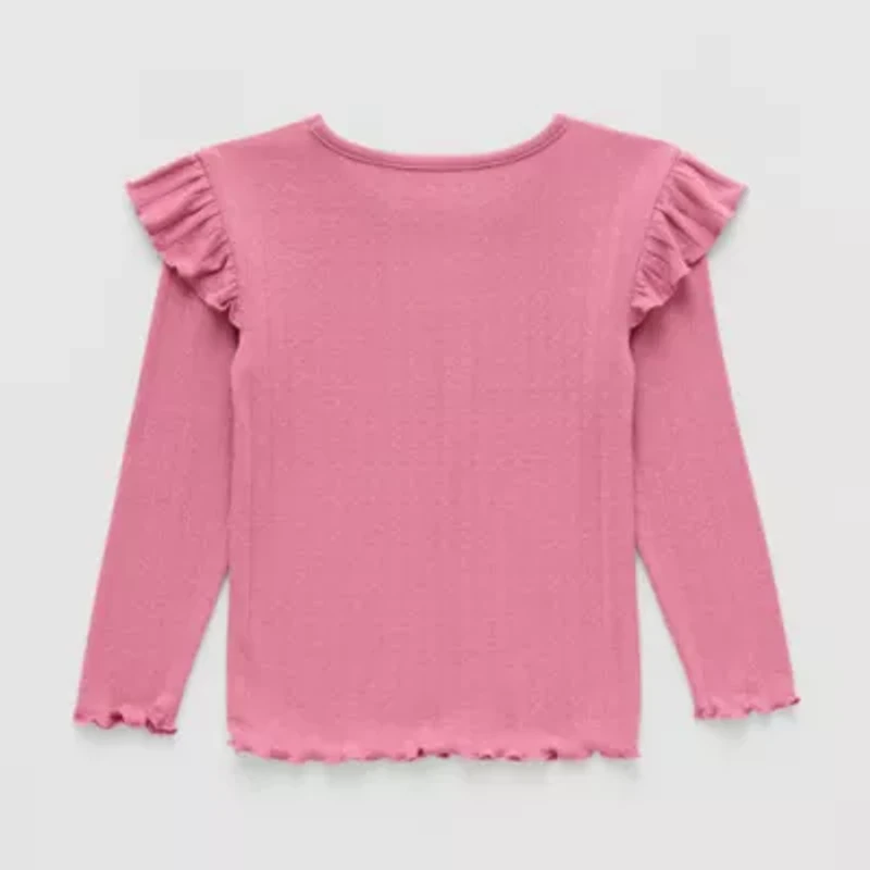 Okie Dokie Toddler & Little Girls U Neck Long Sleeve T-Shirt