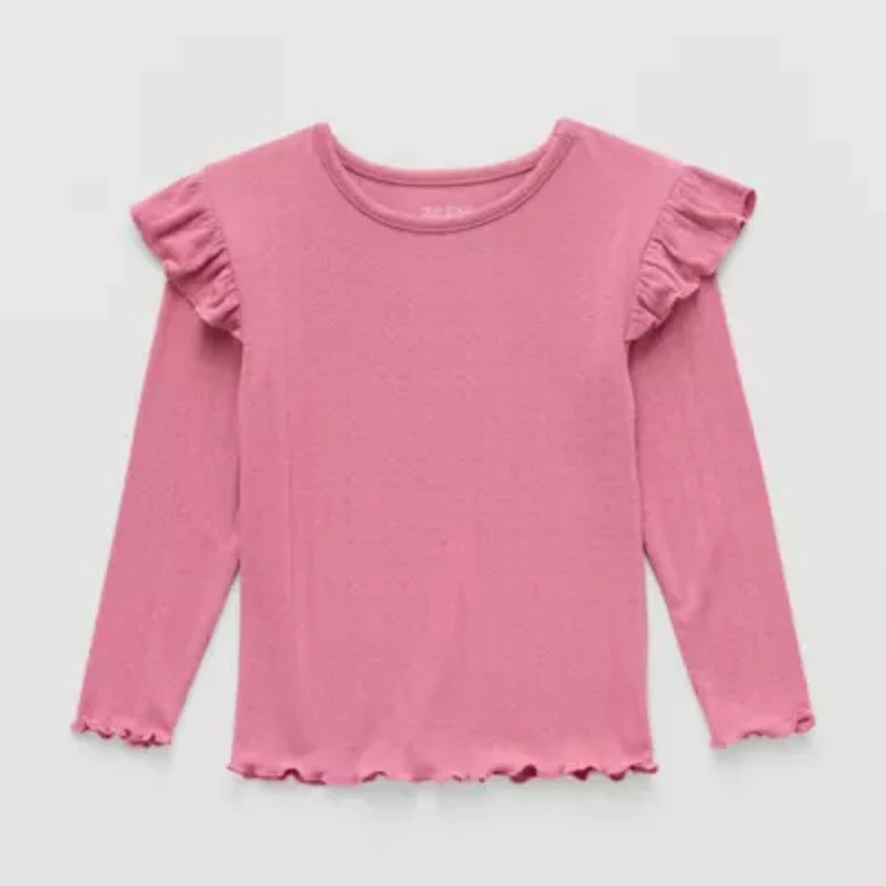 Okie Dokie Toddler & Little Girls U Neck Long Sleeve T-Shirt