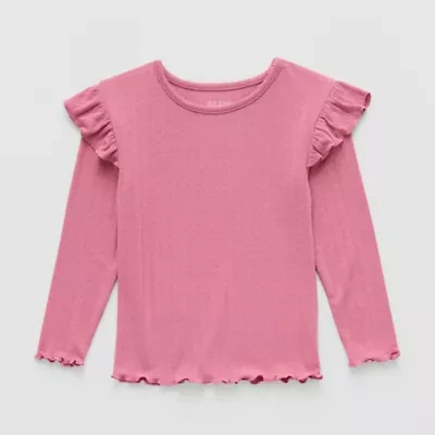 Okie Dokie Toddler & Little Girls U Neck Long Sleeve T-Shirt