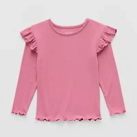 Okie Dokie Toddler & Little Girls U Neck Long Sleeve T-Shirt