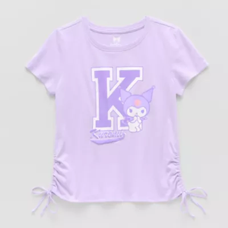 Side Cinch Little & Big Kid Girls Crew Neck Short Sleeve Regular Fit Kuromi Graphic T-Shirt
