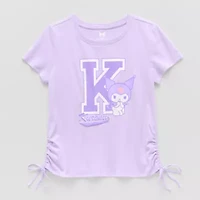 Side Cinch Little & Big Kid Girls Crew Neck Short Sleeve Regular Fit Kuromi Graphic T-Shirt