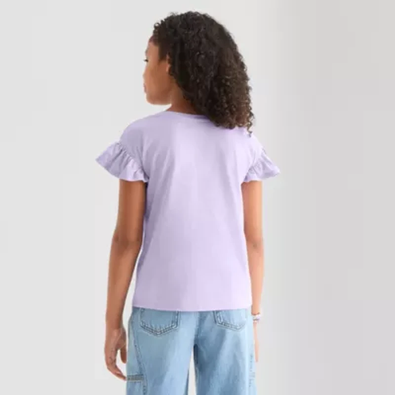 Little & Big Kid Girls Crew Neck Short Sleeve Regular Fit Kuromi My Melody Graphic T-Shirt