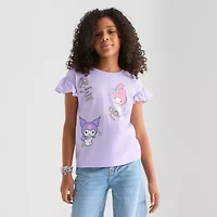 Little & Big Girls Crew Neck Short Sleeve Kuromi My Melody Graphic T-Shirt