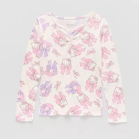 Little & Big Kid Girls Crew Neck Long Sleeve Hello Kitty T-Shirt