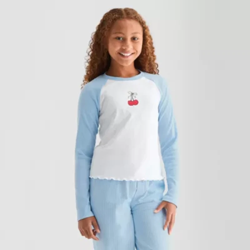Thereabouts Little & Big Kid Girls Round Neck Long Sleeve Graphic T-Shirt
