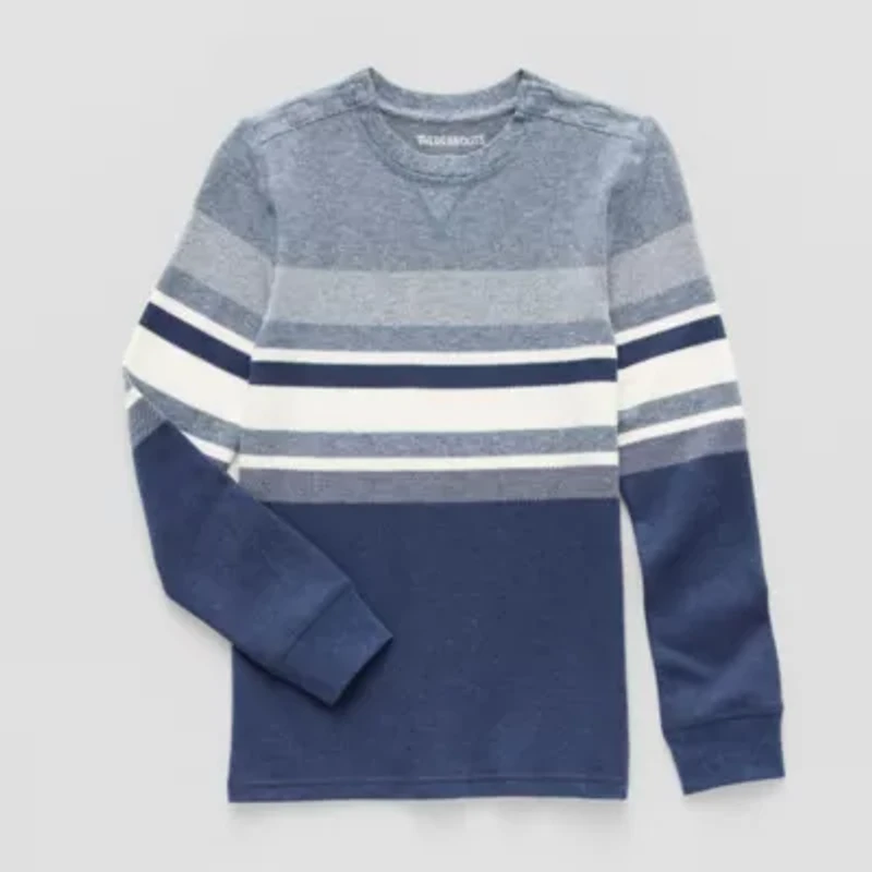 Thereabouts Little & Big Kid Boys Easy-on + Easy-off Sensory Friendly Crew Neck Long Sleeve Adaptive Regular Fit Thermal Top