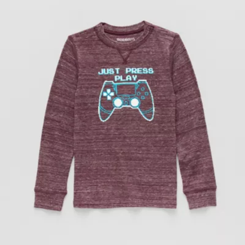 Thereabouts Little & Big Kid Boys Easy-on + Easy-off Sensory Friendly Crew Neck Long Sleeve Adaptive Regular Fit Thermal Top