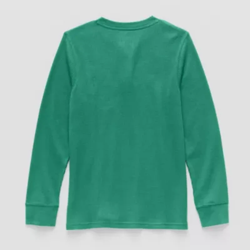 Thereabouts Little & Big Kid Boys Easy-on + Easy-off Sensory Friendly Henley Neck Long Sleeve Adaptive Regular Fit Thermal Top