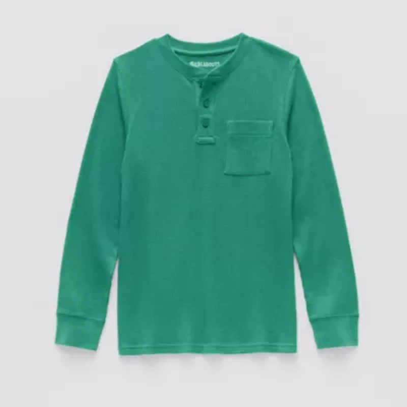 Thereabouts Little & Big Kid Boys Easy-on + Easy-off Sensory Friendly Henley Neck Long Sleeve Adaptive Regular Fit Thermal Top