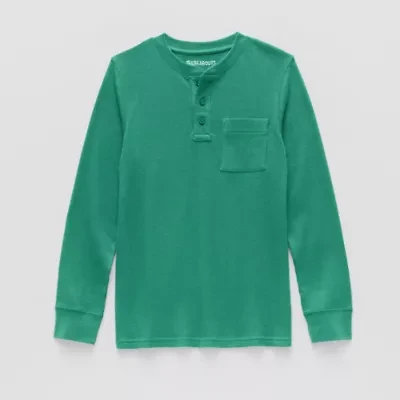 Thereabouts Little & Big Kid Boys Easy-on + Easy-off Sensory Friendly Henley Neck Long Sleeve Adaptive Regular Fit Thermal Top