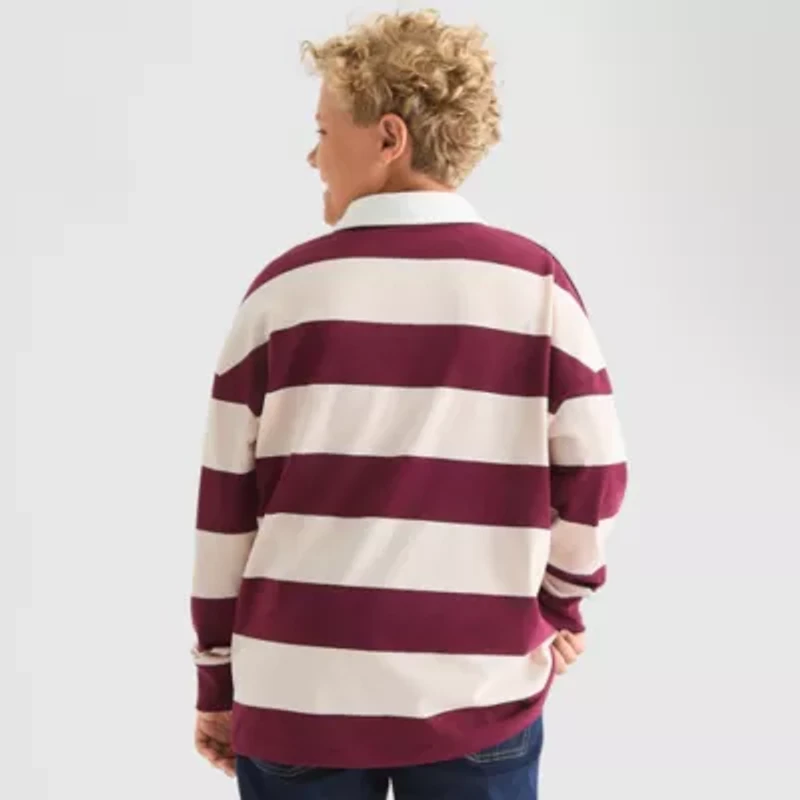 Thereabouts Little & Big Kid Boys Long Sleeve Regular Fit Spread Collar Rugby Shirt