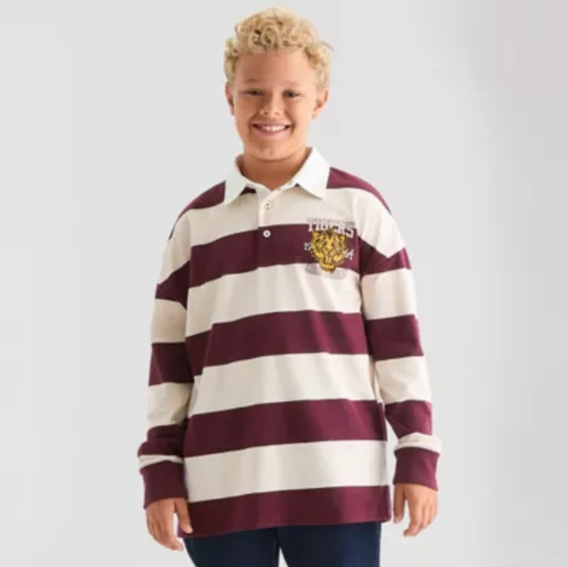 Thereabouts Little & Big Kid Boys Long Sleeve Regular Fit Spread Collar Rugby Shirt
