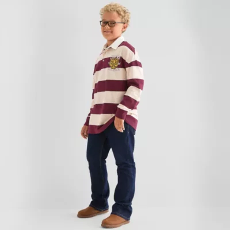 Thereabouts Little & Big Kid Boys Long Sleeve Regular Fit Spread Collar Rugby Shirt