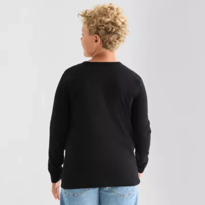 Thereabouts Little & Big Kid Boys Bodysuit Closure Hidden Access Opening Adaptive Crew Neck Long Sleeve